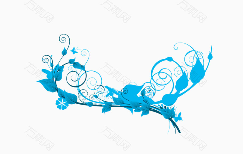 蓝色羽毛状花纹