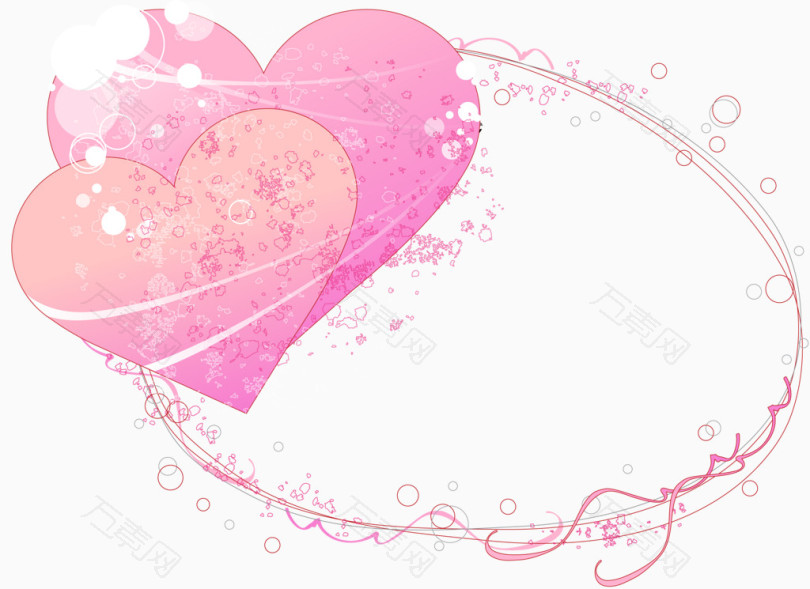淡雅手绘线条粉色爱心边框