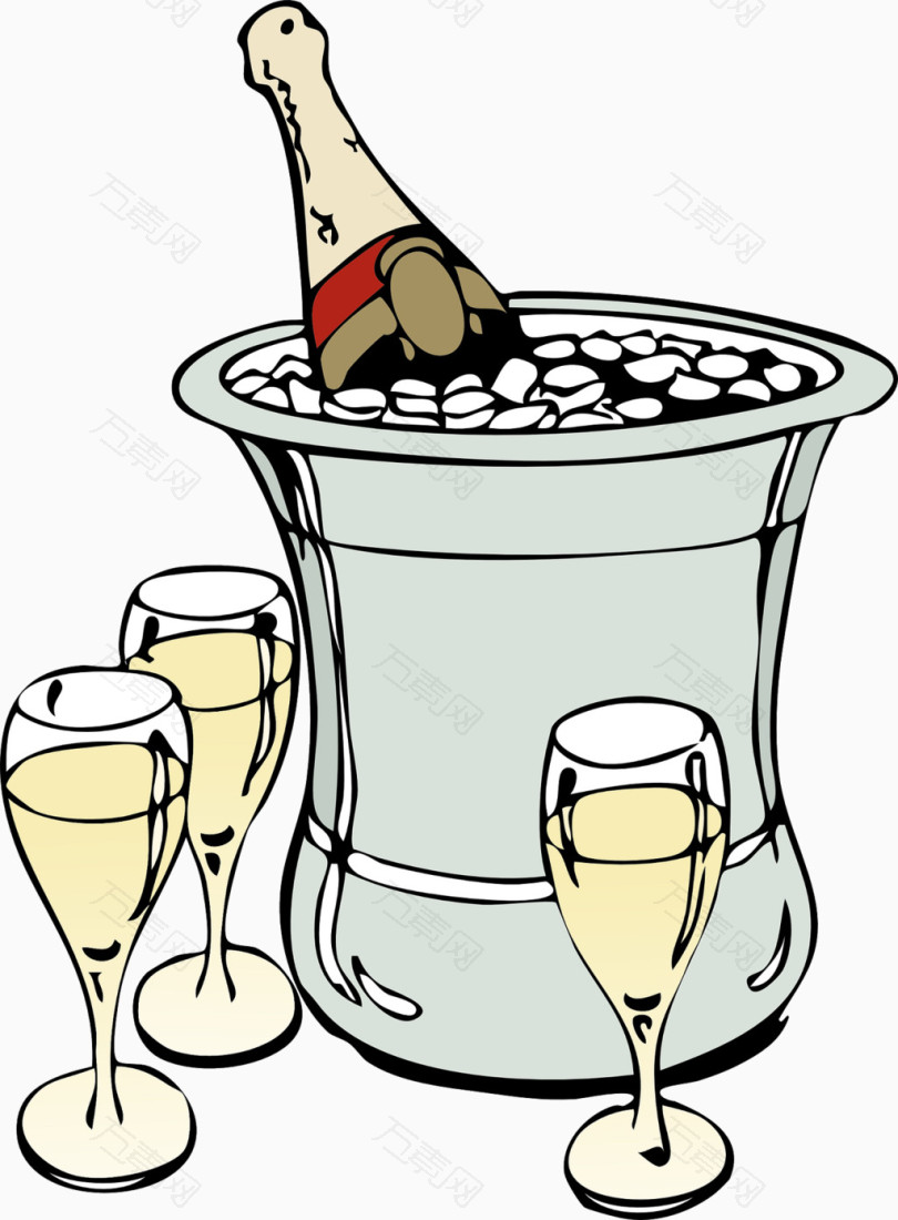 冰镇香槟和酒杯