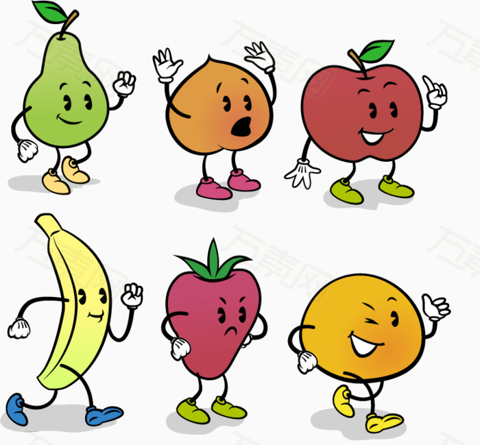 可爱拟人化水果卡通手绘