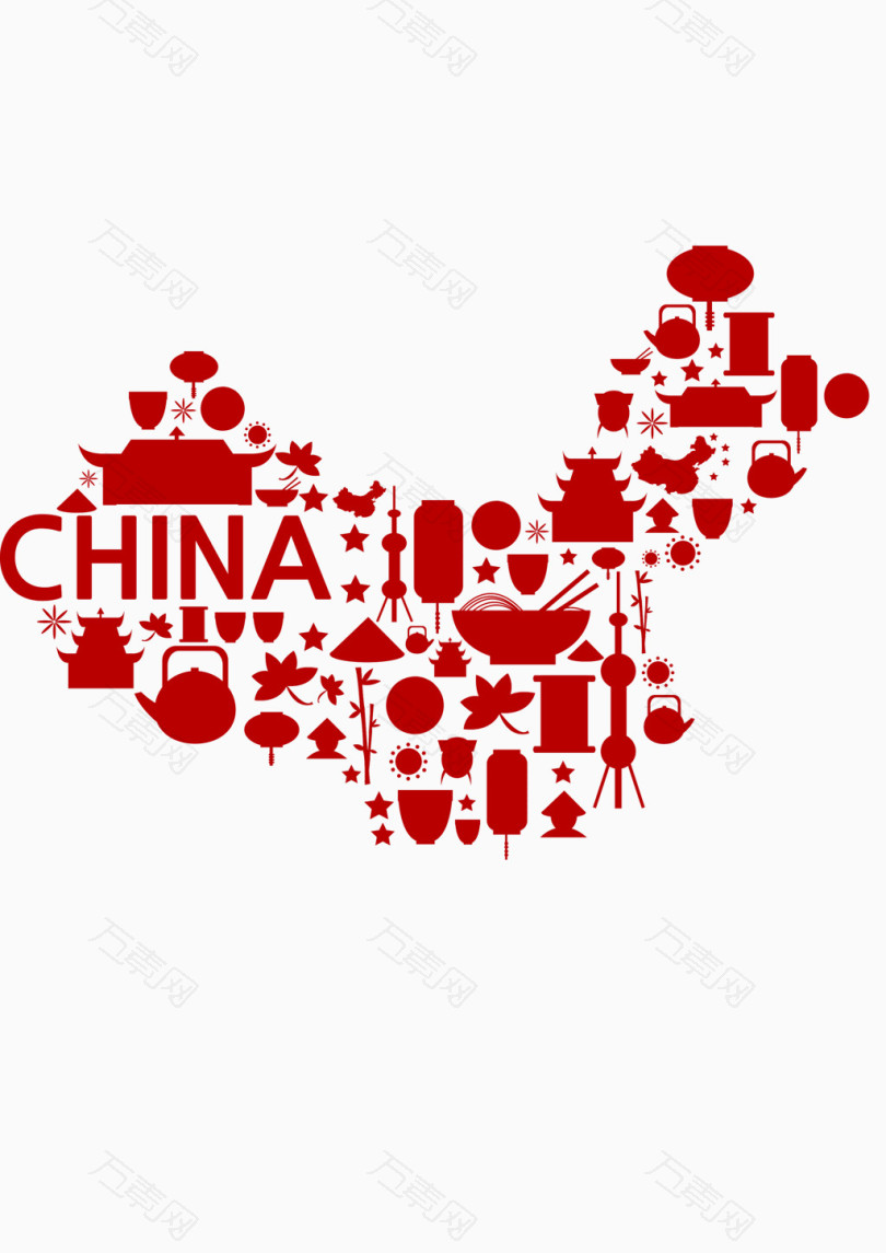 红色中国地图拼图