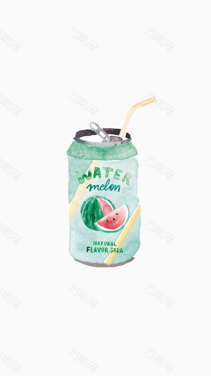 清新 手绘易拉罐可爱饮料