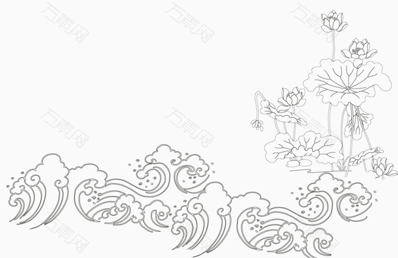 黑色简约线条海浪边框纹理