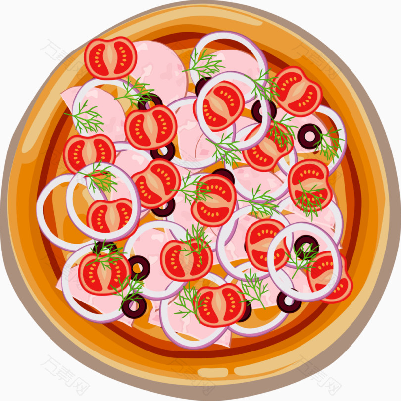 卡通手绘食物披萨