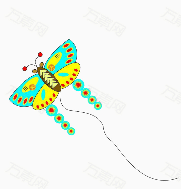 一只卡通版的彩色蝴蝶风筝