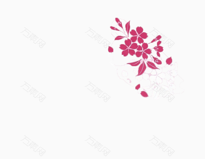 日式红色白色樱花图案