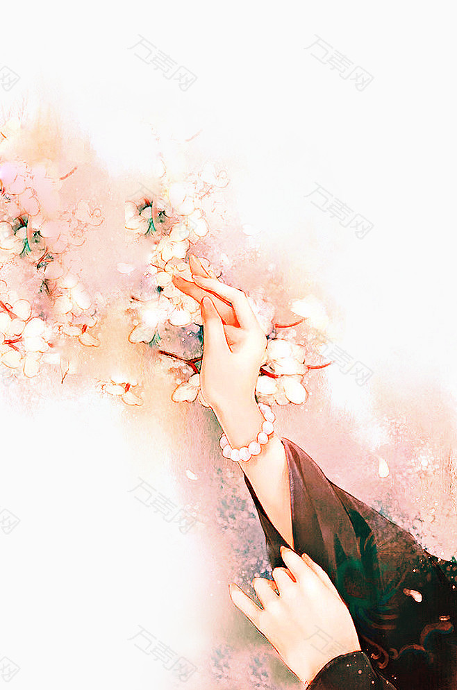 水彩手摘花