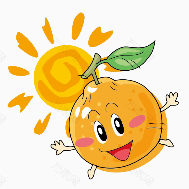 卡通手绘橘子太阳