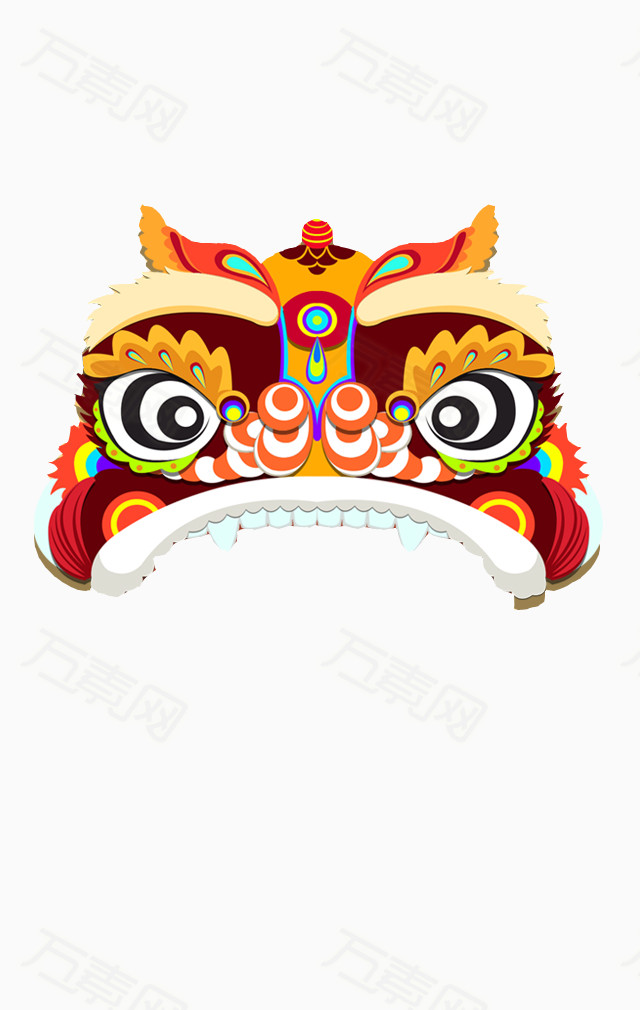 万素网 素材分类 彩色炫彩中国风舞狮子头  5448