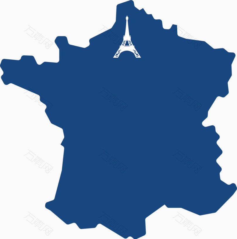 法国地图简易画图标元素