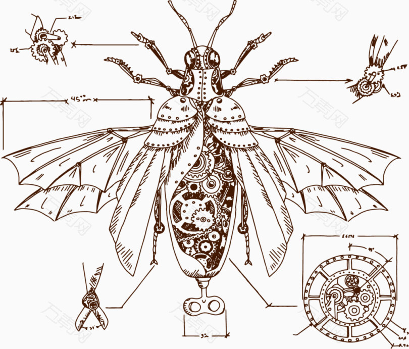 手绘机械昆虫