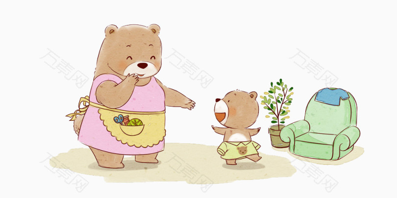 小熊和熊妈妈_卡通手绘_1000*500px_编号182072_png