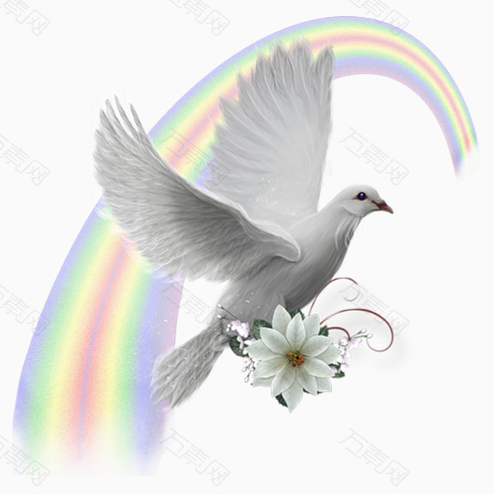 彩虹下的和平鸽 图片素材详细参数: 编号605413 分类装饰元素 颜色