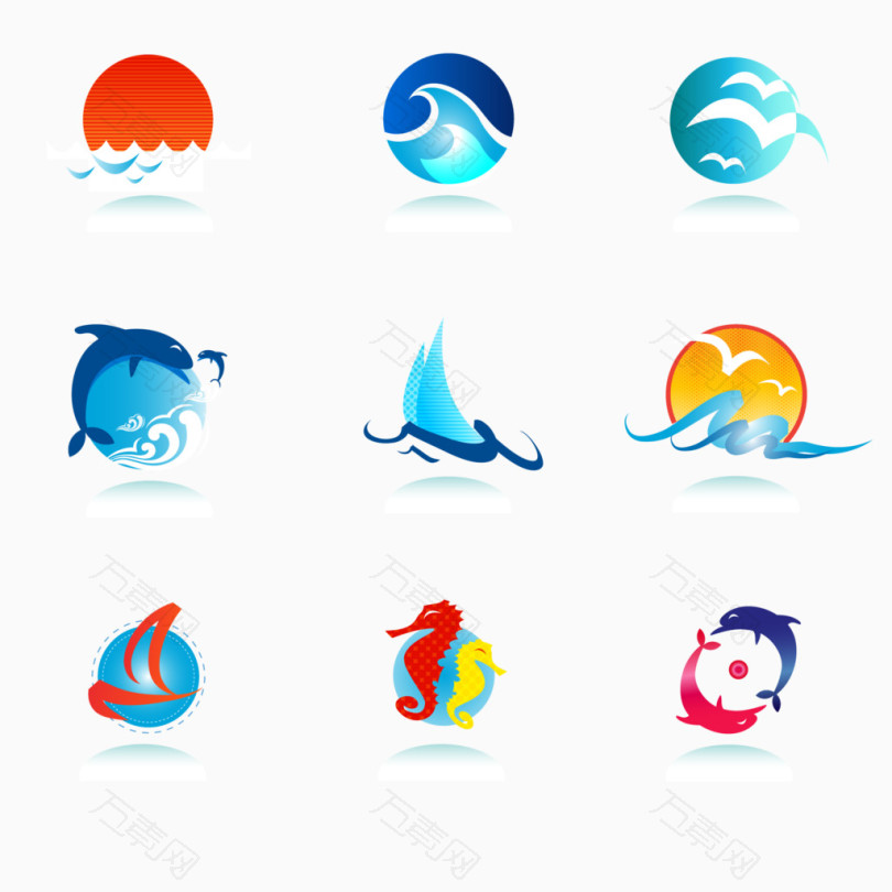 万素网 免抠元素 装饰元素 矢量海洋logo  图片素材详细参数: 编号