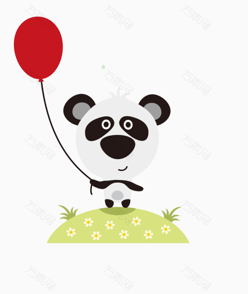 卡通熊猫拿气球