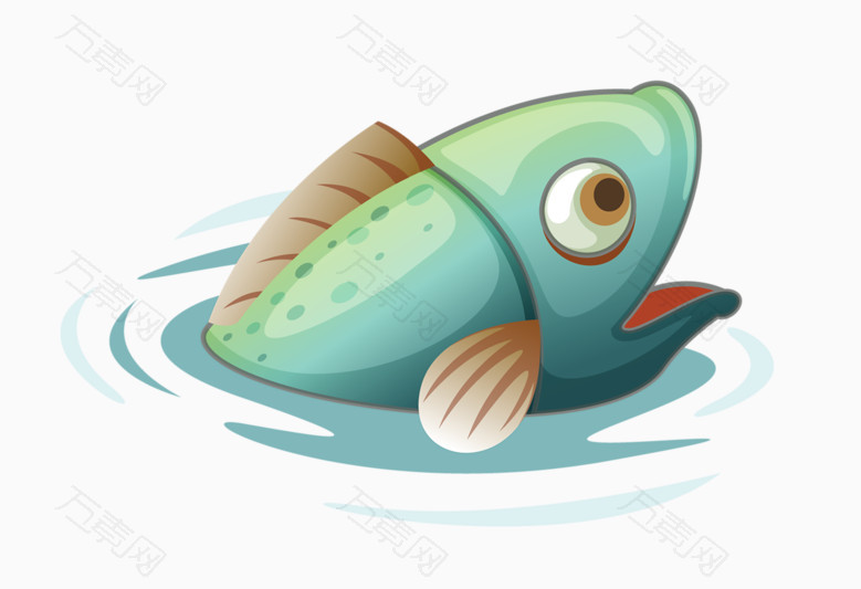 卡通手绘跳出水面的鱼