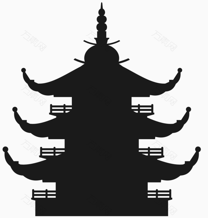 中国古建筑岳阳楼_卡通手绘_2379*2495px_编号3976563