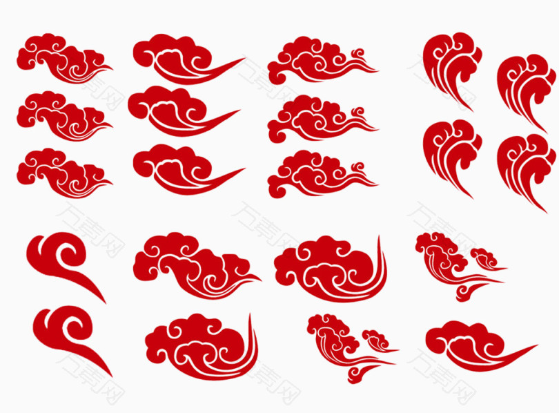 各种红色云纹图案