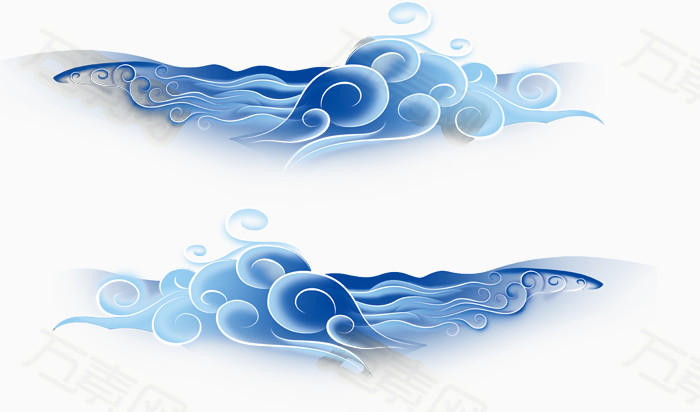 蓝色海浪 手绘海浪 海水 中国风