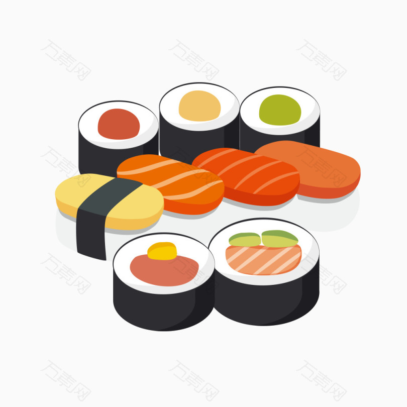 日本美食卡通寿司矢量素材