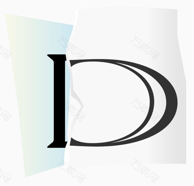 撕痕拼纸字母d