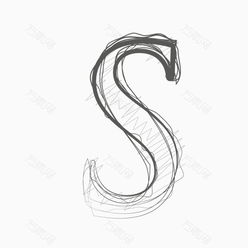 铅笔绘制字母s