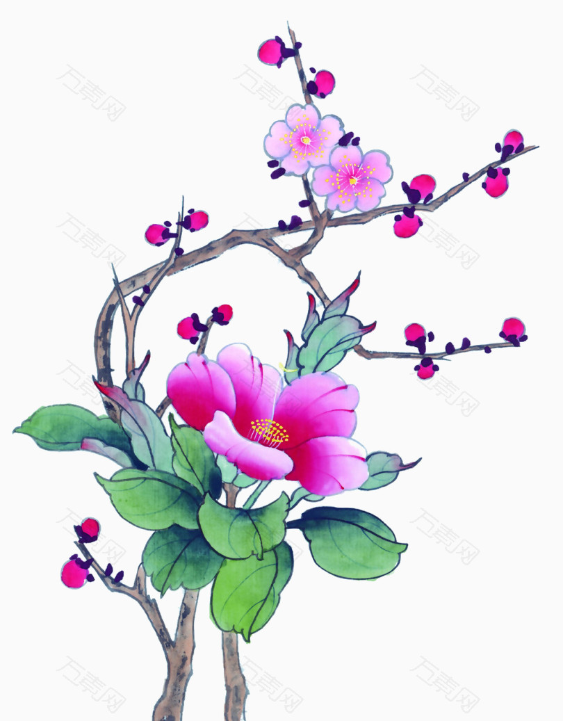 水彩梅花免费下载