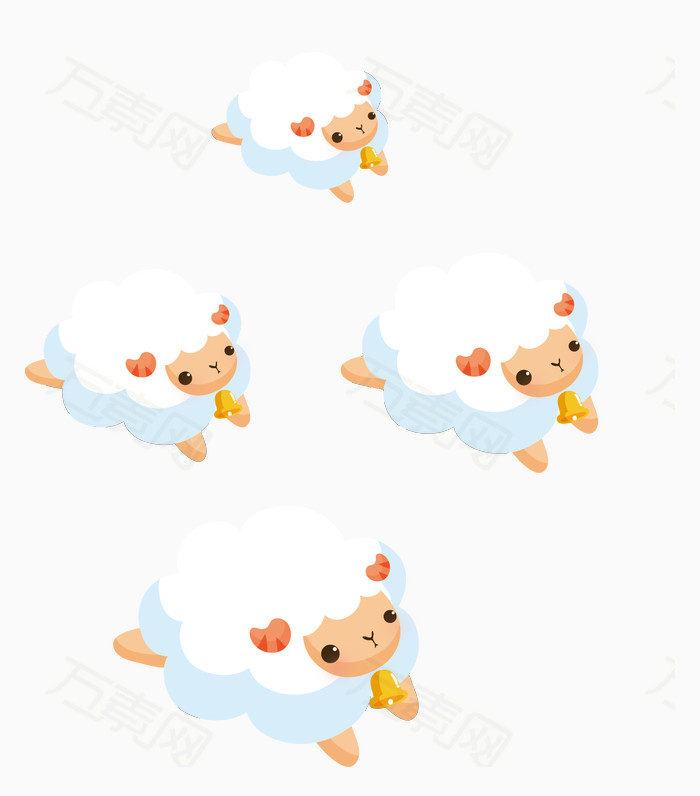 卡通可爱绵羊羊群