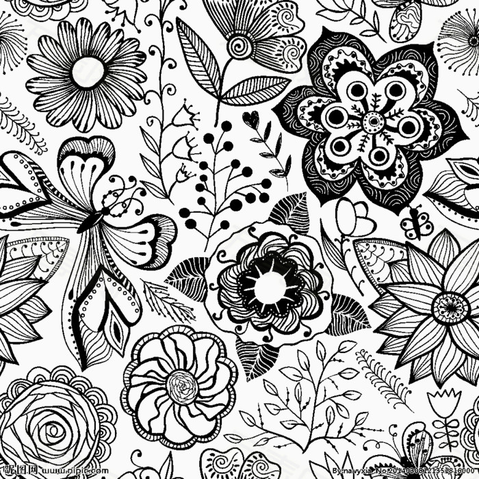 万素网提供矢量植物花卉纹样背景png设计素材,背景