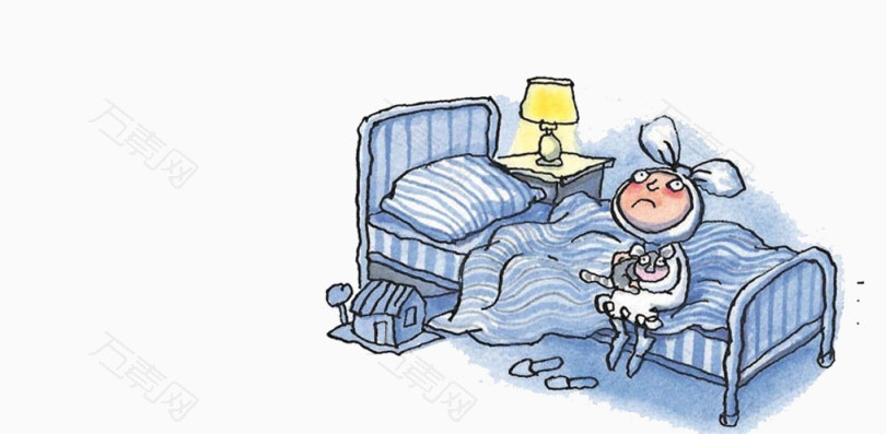 夜晚对着屋顶发呆的人_卡通手绘_1012*496px_编号_png