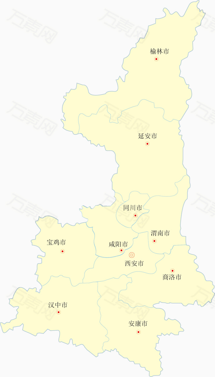 陕西省矢量地图