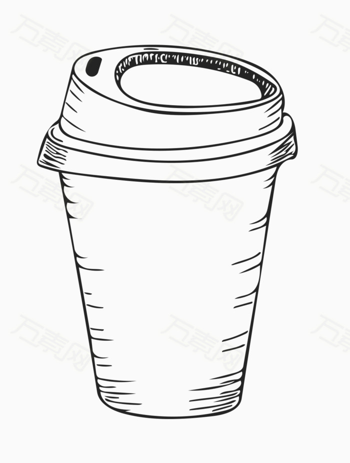 卡通手绘热咖啡杯