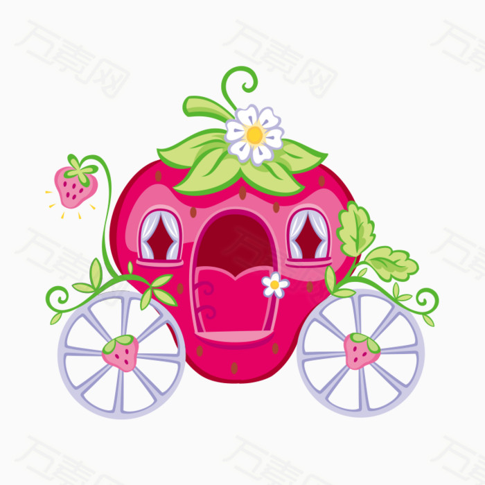 卡通婴儿车 婴儿车 车 草莓 可爱