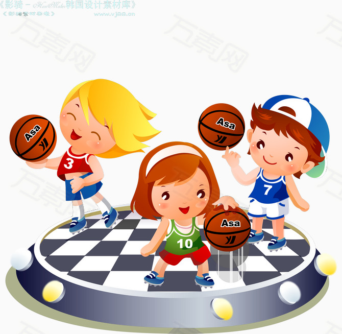 打篮球的小孩图片免费下载_卡通手绘_万素网