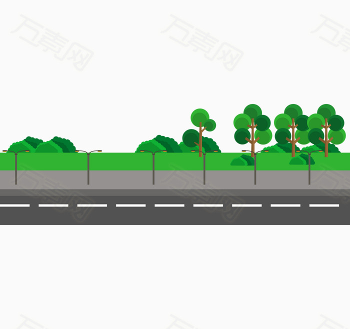 绿色草木马路图片免费下载_卡通手绘_万素网