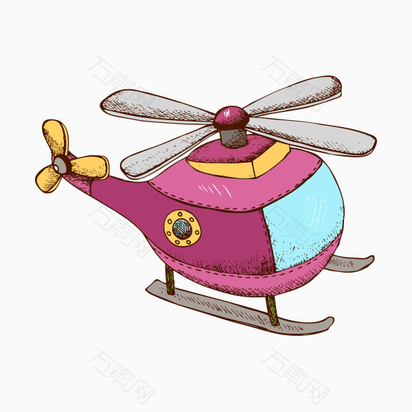 卡通手绘直升机