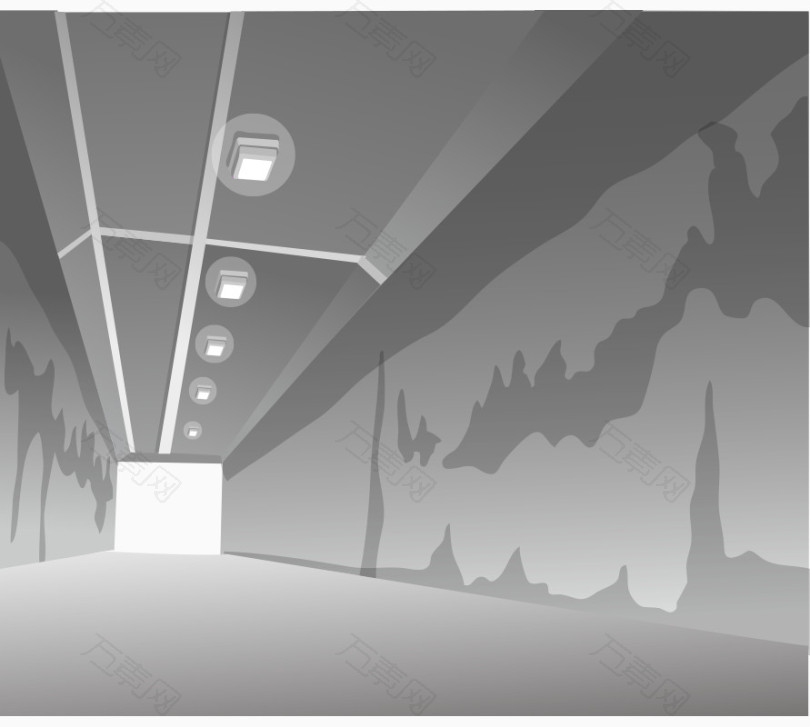 卡通手绘灰色隧道