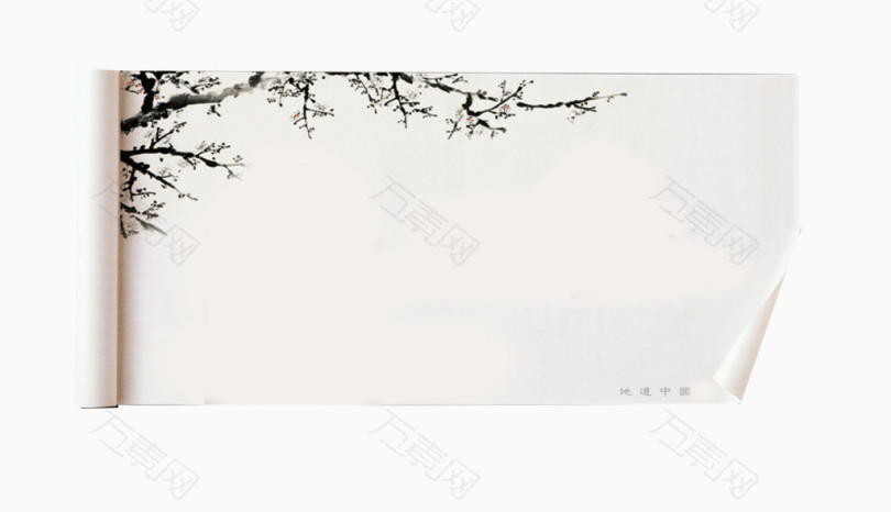 卷轴梅花墨png  图片素材详细参数: 编号108283 分类效果元素 颜色