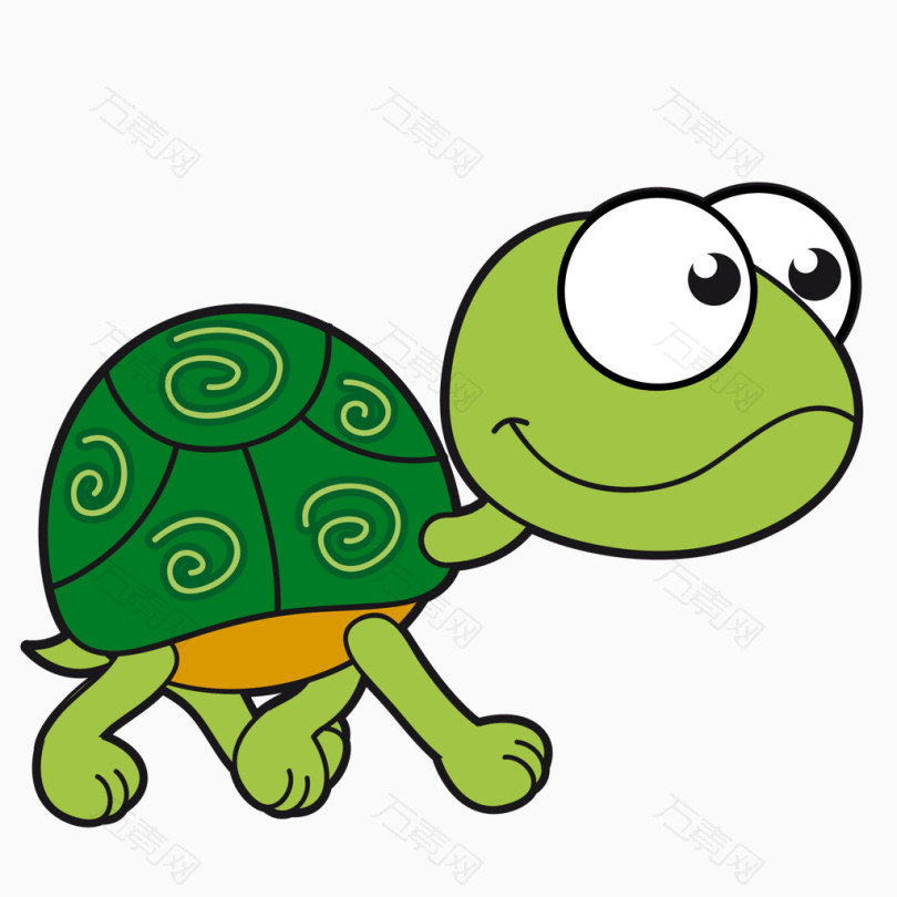 卡通可爱绿色乌龟矢量图
