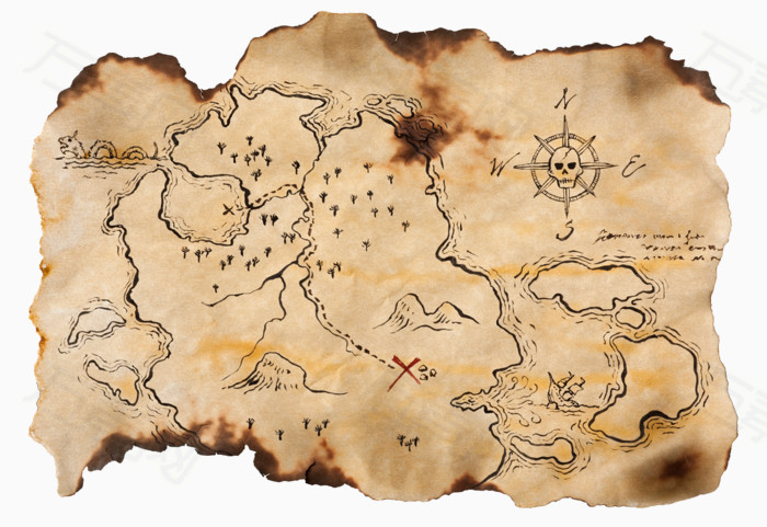 古代地图 烧焦 山脉 海盗 古代地图