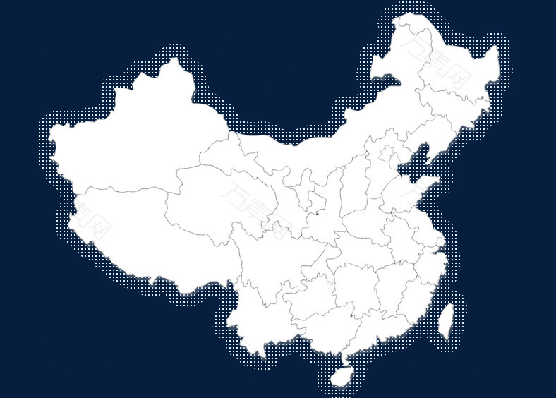 白色中国大陆地图
