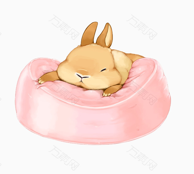 趴在软糖上睡觉的兔子