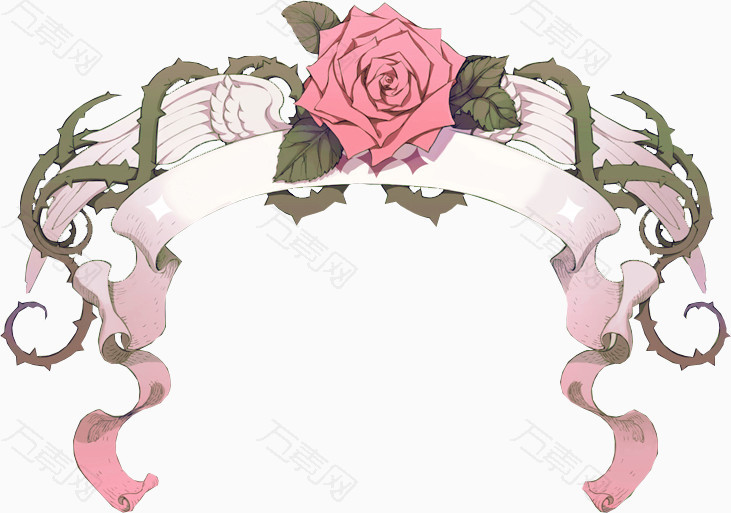 蔷薇花装饰标签元素