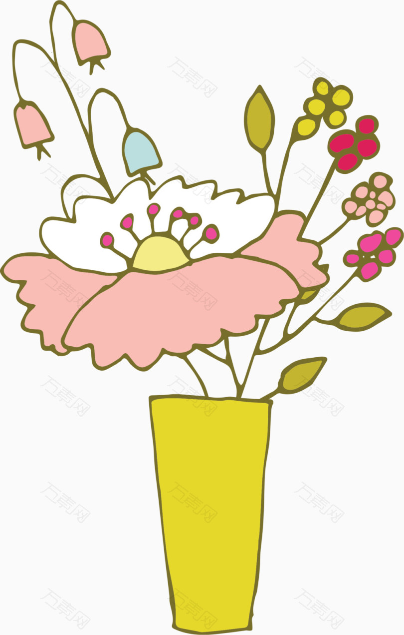 粉色可爱花朵卡通手绘花朵海报装饰素材
