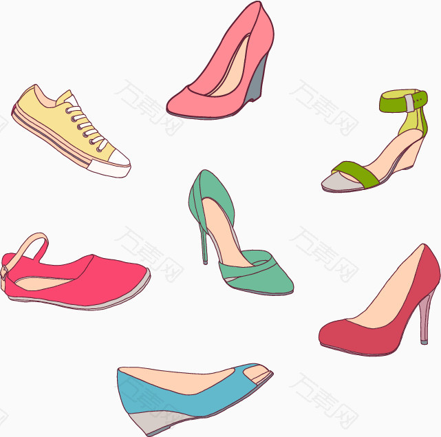 免抠元素 7款不同颜色款式鞋子 图片素材详细参数: 编号114221 分类