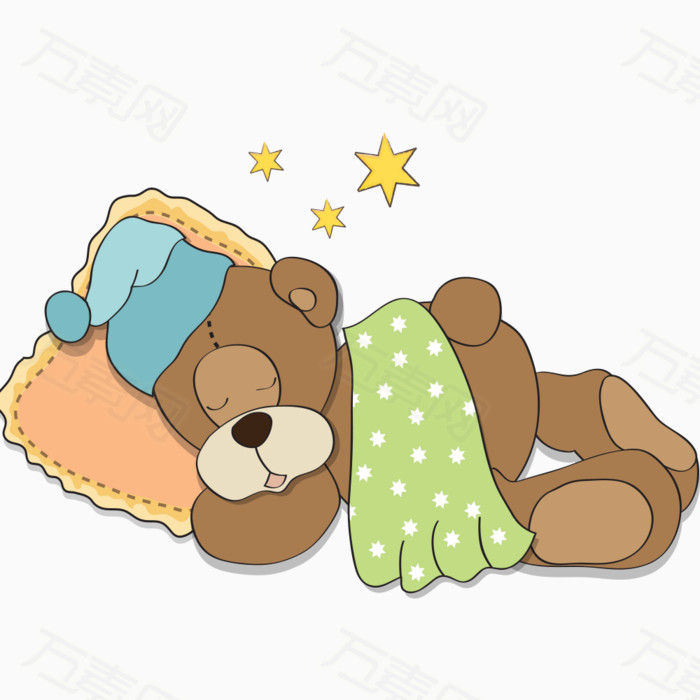 小熊睡觉图片免费下载_卡通手绘_万素网