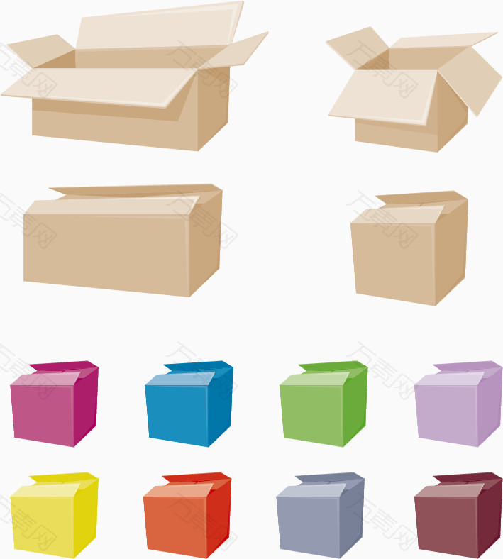 彩色纸箱纸盒图