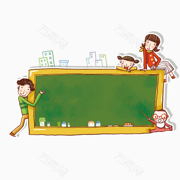 黑板开学季卡通手绘