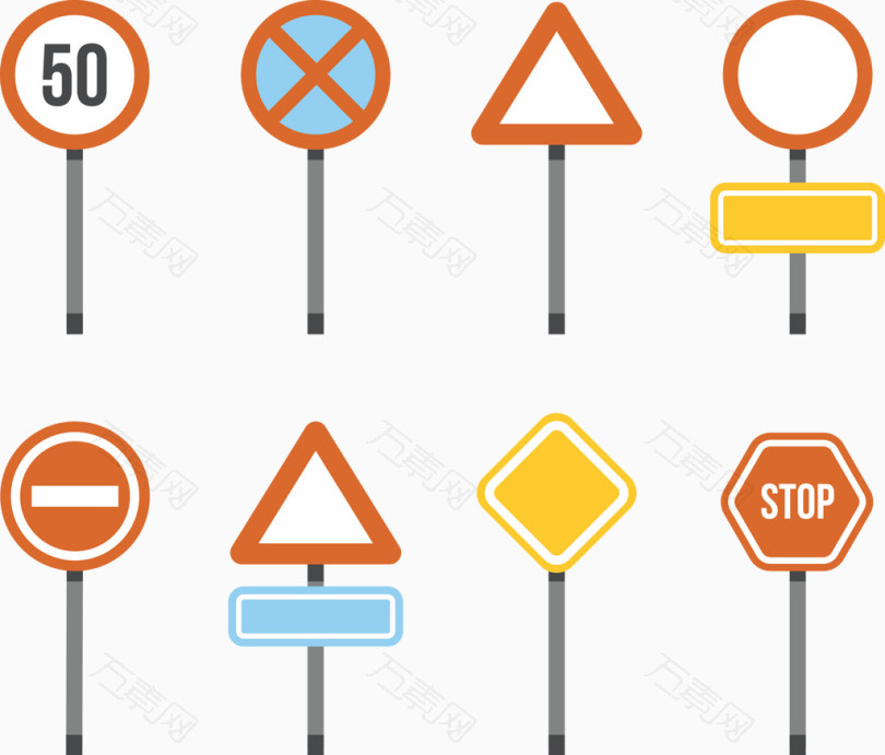 各项公路指示牌矢量图