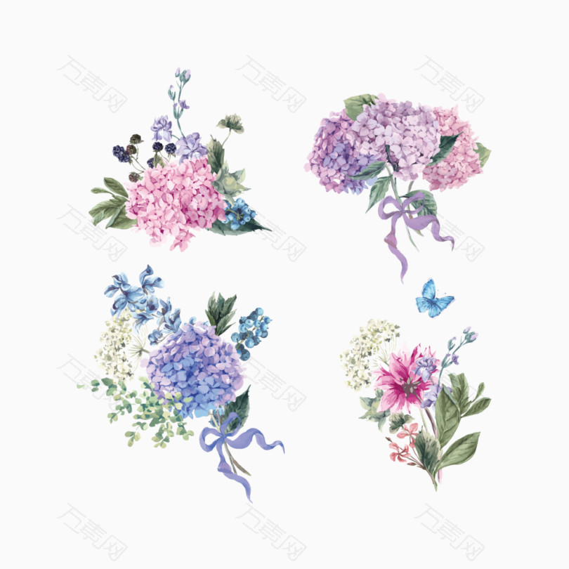 手绘水粉捧花